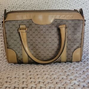 Vintage Gucci Tan and Brown Leather Handbag
